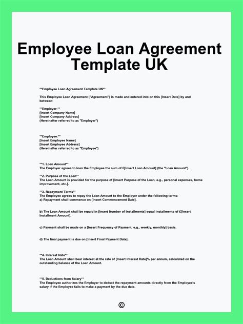 Employee Loan Agreement Template UK
