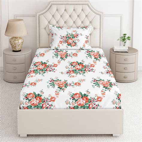 Buy LAYERS Zen Cotton Blend 225TC Floral Print 2Pcs Single Bedsheet Set ...