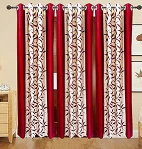 Buy Deco India 3 Piece Polyester Eyelet Floral Window Curtain - 5 ft ...