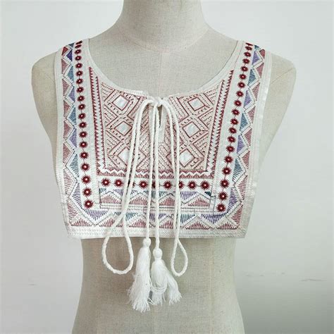 1pc Gold/Color Pink Embroidery Ethnic Style Collar Venise Sequin Floral ...