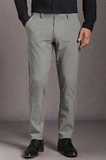 Buy Men Grey Textured Flat Front Casual Trousers Online - 39963691 ...
