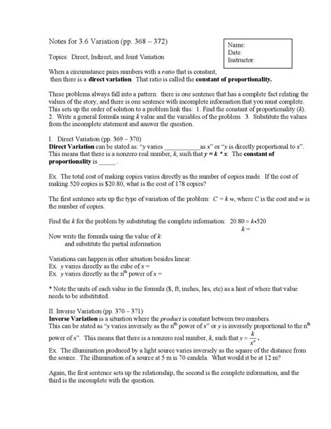 Image result for Indirect Variation Math
