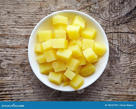 Bowl of Diced Boiled Potatoes, from Above Stock Photo - Image of accompaniment, checked: 78610790