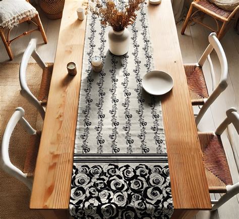 Vargottam Cotton Twill Table Runner - 14 Wide, Floral Design, Dining ...