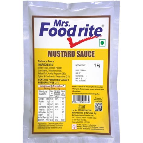 Mustard Sauce Pouch 1 kg Mrs Food rite – JITCO