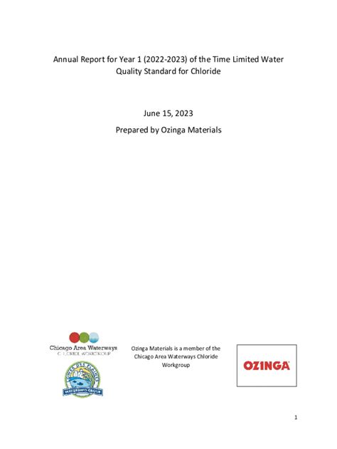 Fillable Online Annual Report on Chloride Water Quality Standards Fax ...