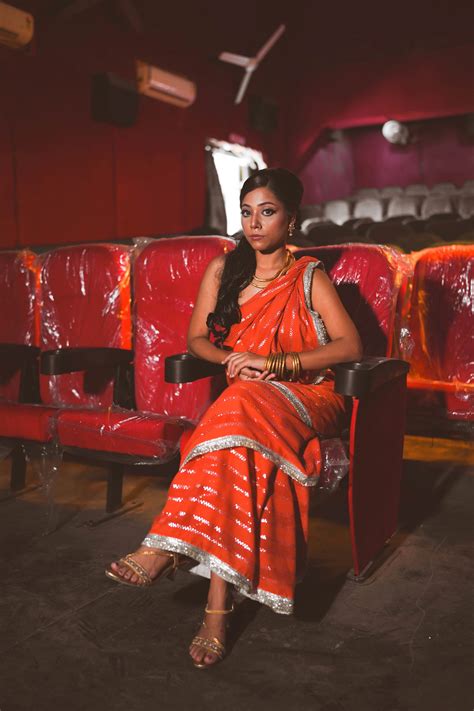 Inaya Orange Jhilmil Saree – Mohi fashion