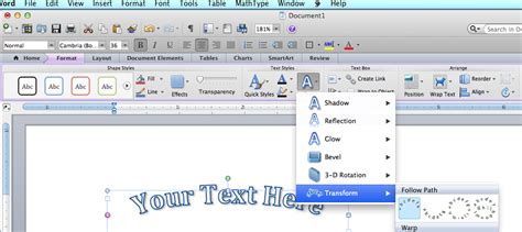How to Curve Text in Word 2013 的图像结果