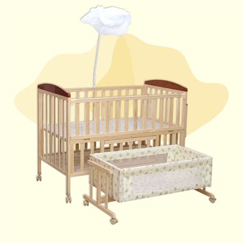 Wooden Baby Cot with Swinging Cradle | Mee Mee – MeeMee.in