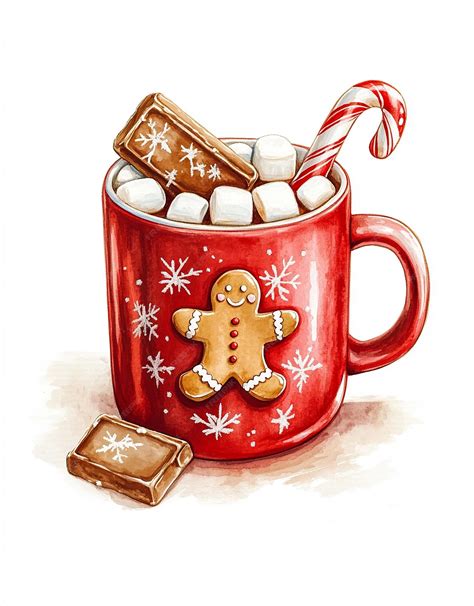 Cute Christmas clip art hot cocoa with marshmallows and a chocolate bar ...