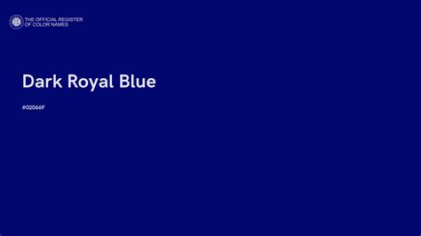 Dark Royal Blue color - #02066F - The Official Register of Color Names