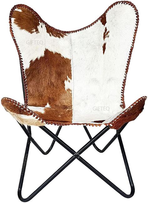 Buy GifteQ Handmade Leather Living Room Butterfly Chair Tan Side Hand ...