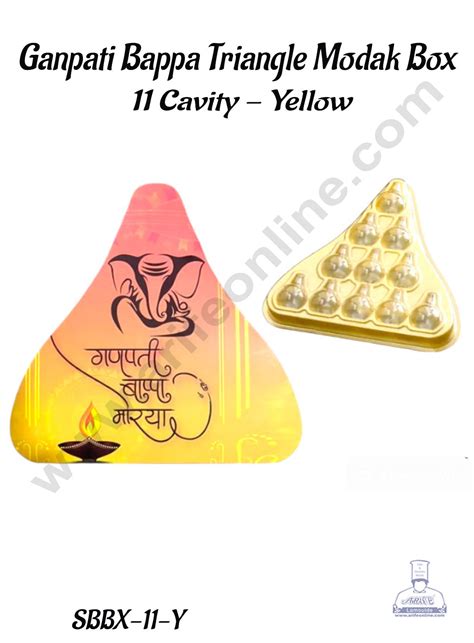 CAKE DECOR™ 11 Cavity Yellow Ganpati Bappa Triangle Shape Modak PVC Bo ...
