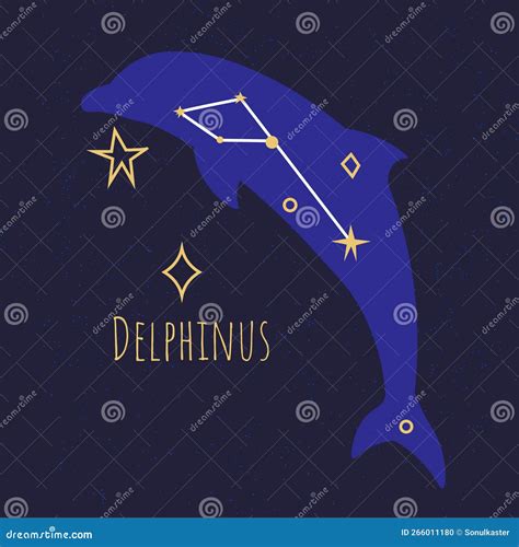 Constellation of Delphinus, Dolphin Star Shape Stock Vector ...