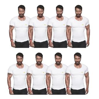 Buy Amul Comfy Men's Cotton Solid White Vest with Sleeve Pack of 8 at ...