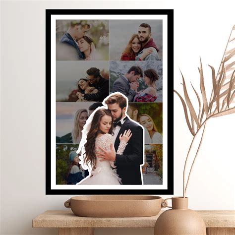 Personalised 8-Photo Collage with Highlight Image – Custom Couple Prin ...