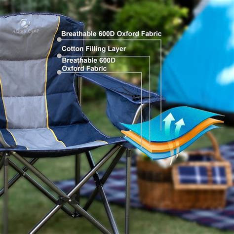 Buy Oversized Folding Camping Chair With Cooler Bag Deluxe Blue Chair ...