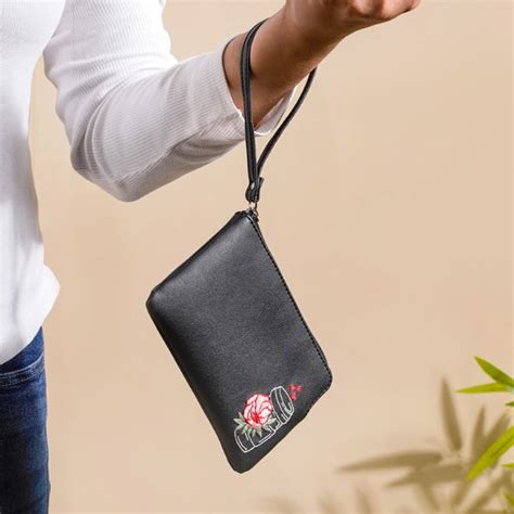 Rose Coffee Mug Coin Pouch Black