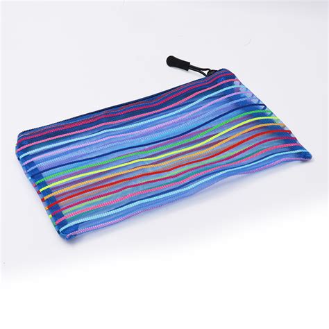 Oddy Multi color Line With Blue Zip Net Pouch SKU 25918