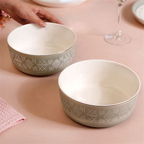 Set Of 2 Azo Serving Bowls Grey 1140ml Online - Premium Serving Bowl ...