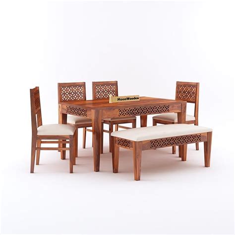 MoonWooden Sheesham Wood Dining Table 6 Seater | 6 Seater Dining Table