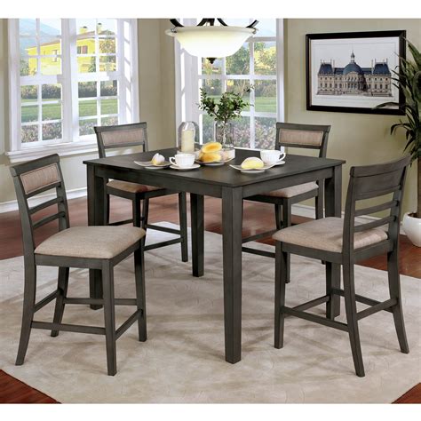 Mason Transitional 5-Piece Counter Height Dining Table Set, Gray ...