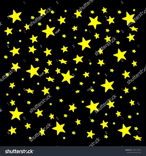 Yellow Stars On Black Background Vector Stars Background
