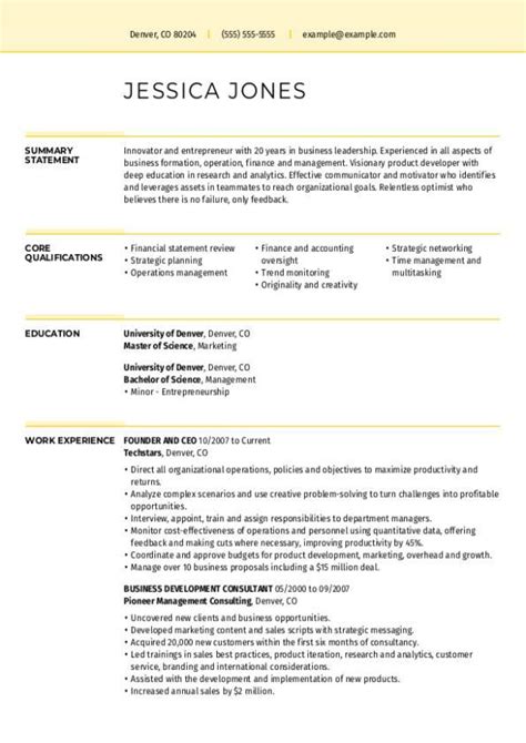 Entrepreneur Resume 的图像结果