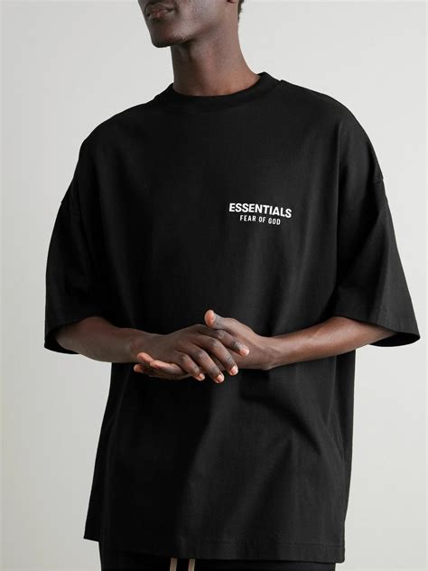 FEAR OF GOD ESSENTIALS - Logo-Appliquéd Cotton-Jersey T-Shirt - Black ...