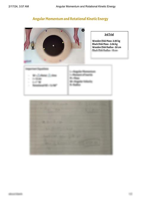 SOLUTION: Angular momentum and rotational kinetic energy - Studypool