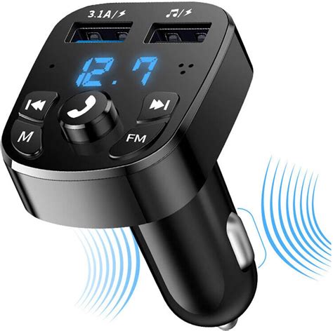 PERANNU Transmisor FM Bluetooth para Carro, Adaptador Bluetooth para Auto con 2 USB Carga RáPida ...