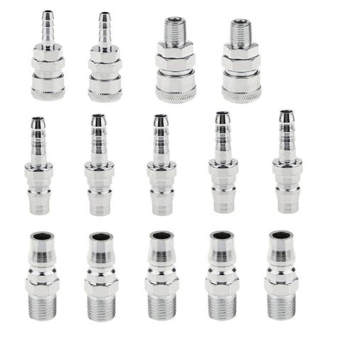 14 Pieces Air Line Hose Coupling Coupler Connector Compressor Set ...