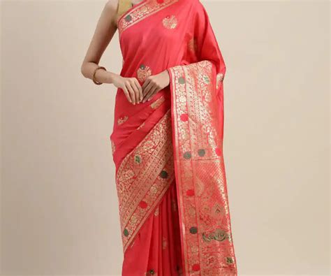Latest Kanjivaram Gajari Colour Woven Design & Zari Saree