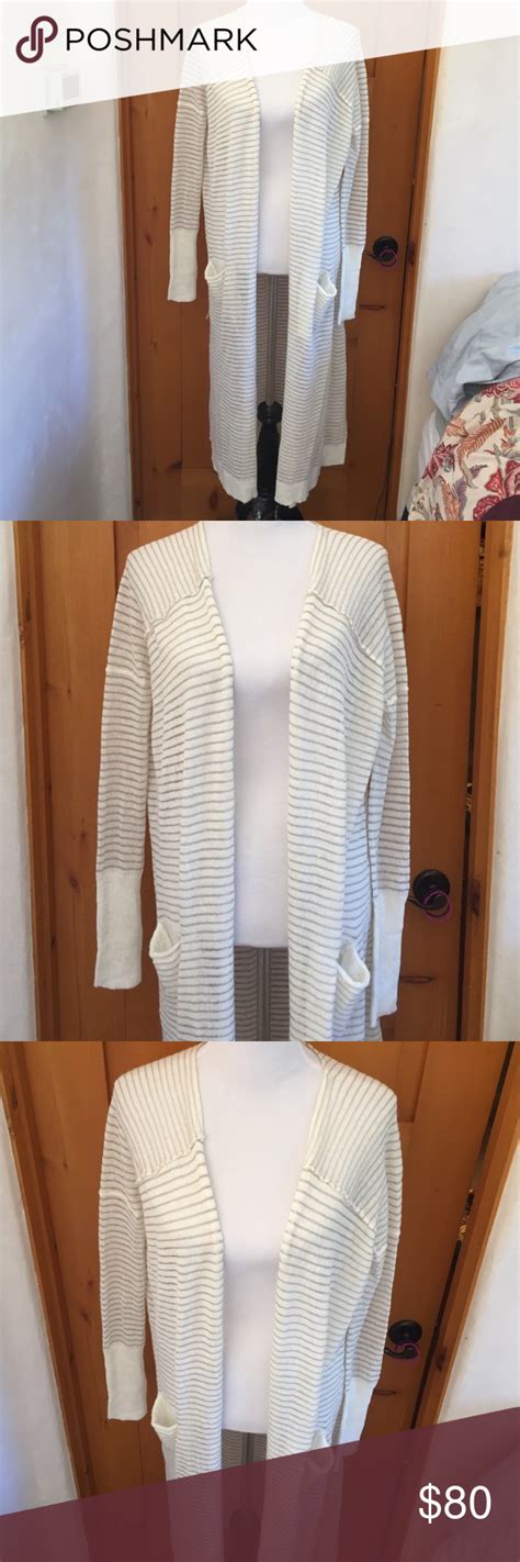 Free People Long Open Sweater | Silver White Cardigan