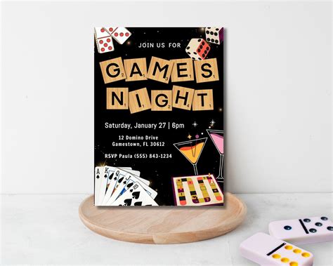 Games Night Invitation | Editable Games Game Night Party Invitation ...