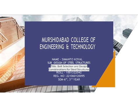 Design OF Steel Structures - MURSHIDABAD COLLEGE OF ENGINEERING ...