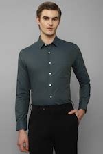 Buy Men Green Slim Fit Textured Full Sleeves Formal Shirt Online ...