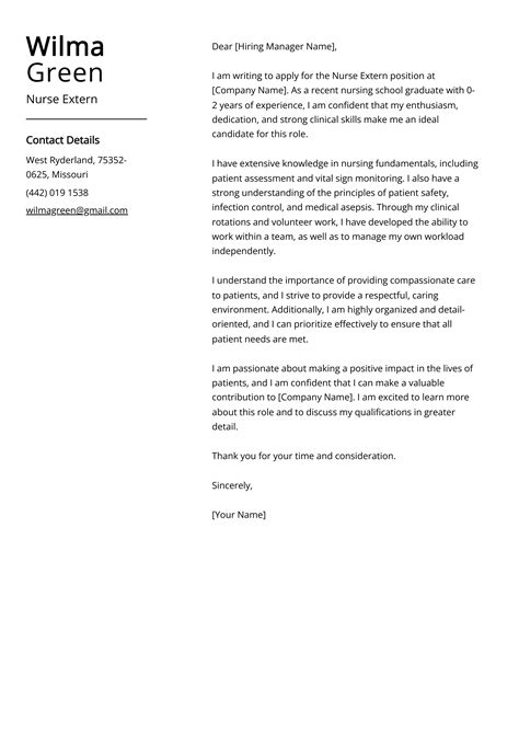 Nurse Extern Cover Letter: Job Description, Sample & Guide