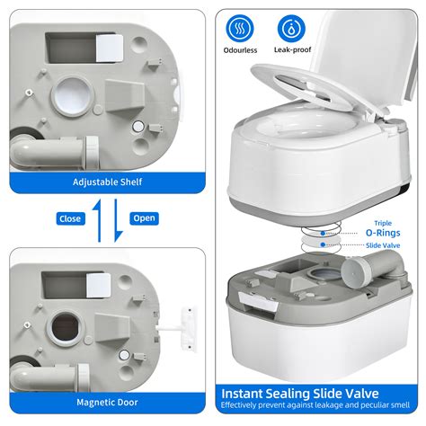 DEXTRUS 6.34 Gallon Portable Toilet, Durable Design, Camping and RV Use ...