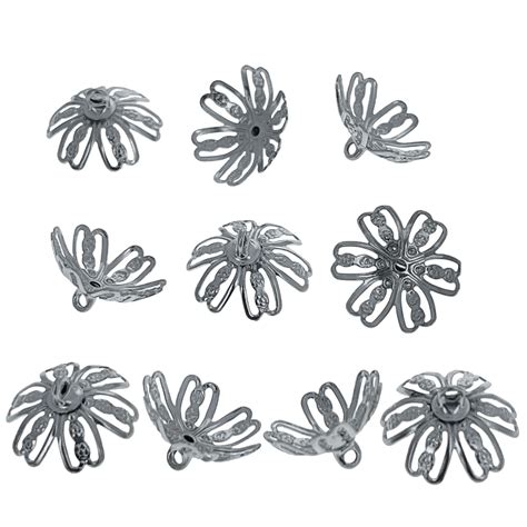 10 Large Silver Tone Metal Ornament Caps - Ball or Egg Top Findings ...