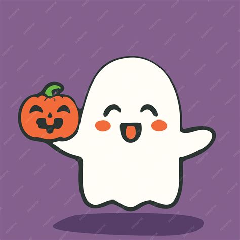 Premium Photo | Cute halloween ghost whit evil pumpkin illustration ...