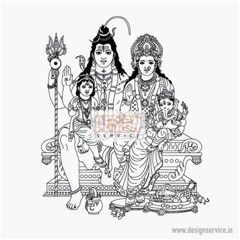 Engraving Design Lord Shiv Parvati Kartike & Ganesh (Shiv Parivar ...
