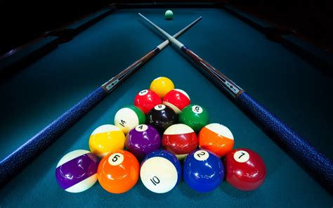 HD Wallpaper of a Classic Pool Game Setup | 1920x1200 | Wallpaper Abyss