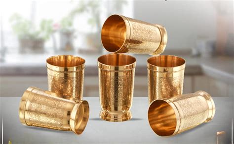 Buy Planto Living Pure Brass Glass/Tumbler Embossed Design For Your ...