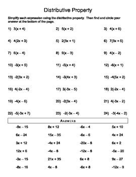 Distributive Property Worksheet by TruBluTeacher | TPT