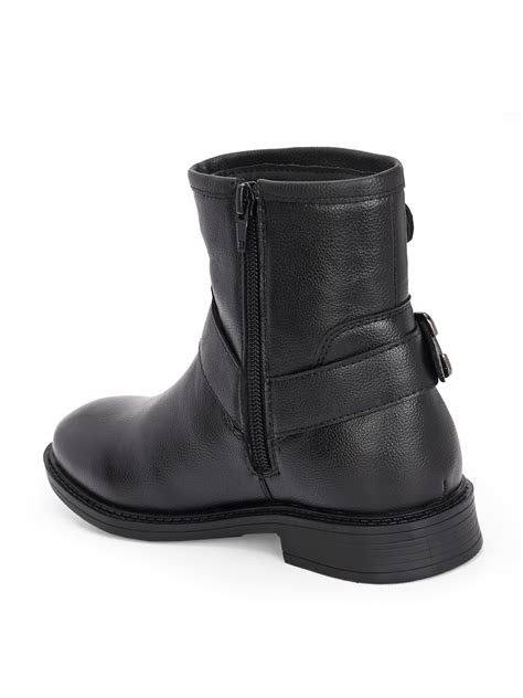 Women Black Leather Ankle Boot Timeless and Versatile – El Paso Fashion