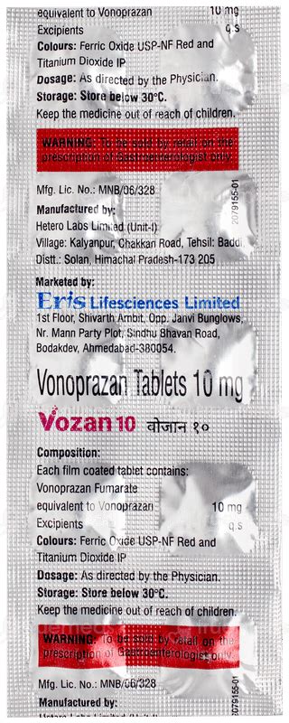Vozan 10 Tablet 10 - Uses, Side Effects, Dosage, Price | Truemeds