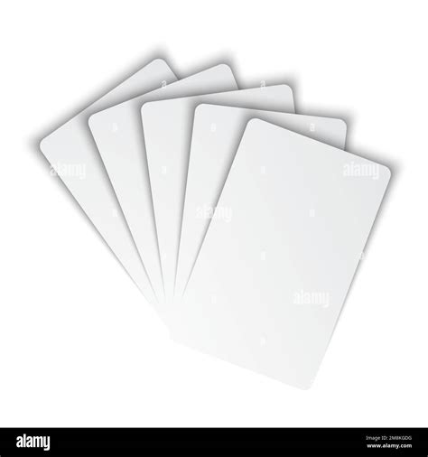 Five blank playing cards mockup. White cards on white background. Poker ...
