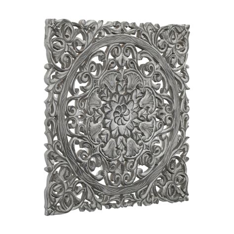 Hand-Carved Wall Panel in Grey Finish – Furniza