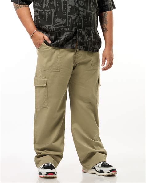 Buy Men's Beige Straight Fit Plus Size Cargo Pants Online at Bewakoof